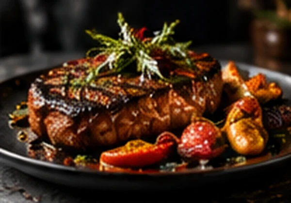 Modern plated grilled steak